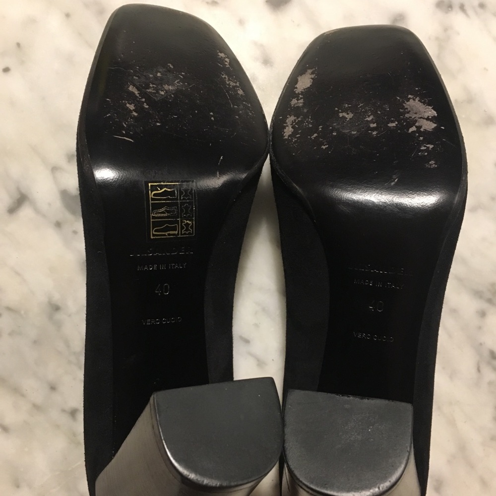 Jil Sander Black suede wooden block heel - Picture 2 of 8